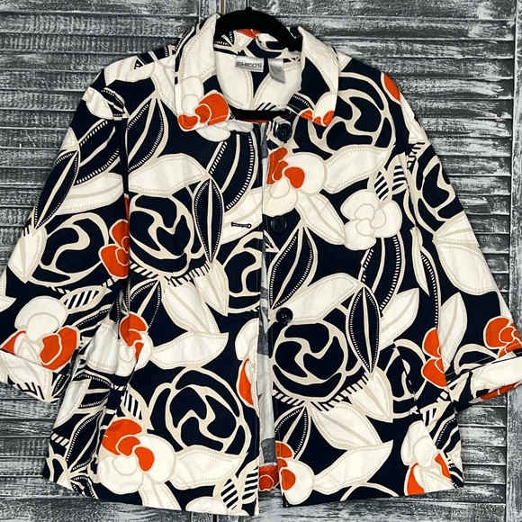 Chico's Jackets & Blazers - Chicos 3 Floral Jacket 3/4 Length Sleeves